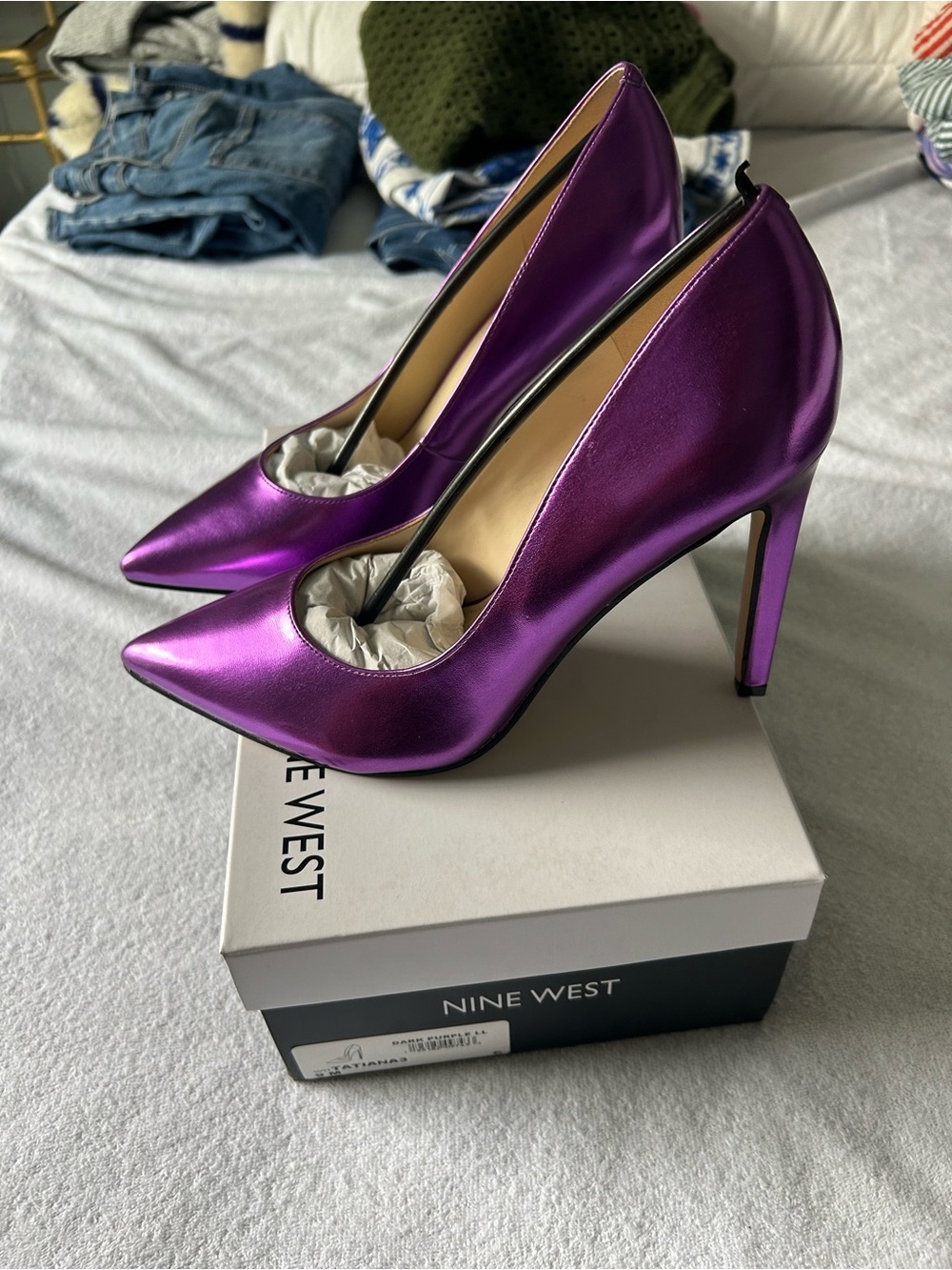 Nine West Metallic Purple Pointed-Toe Stiletto Pumps